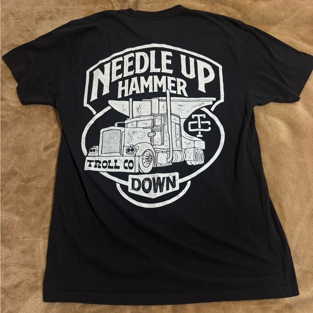 Troll Co. Dirty Hands Clean Money Black Graphic Tee with Truck Design